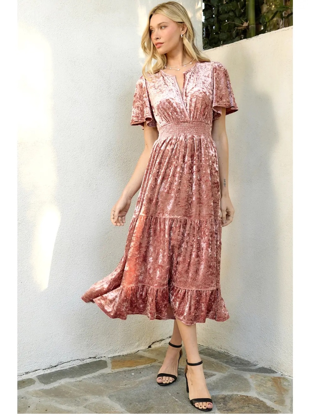Flutter Sleeve Velvet Dress - NWT - Picture 4 of 4